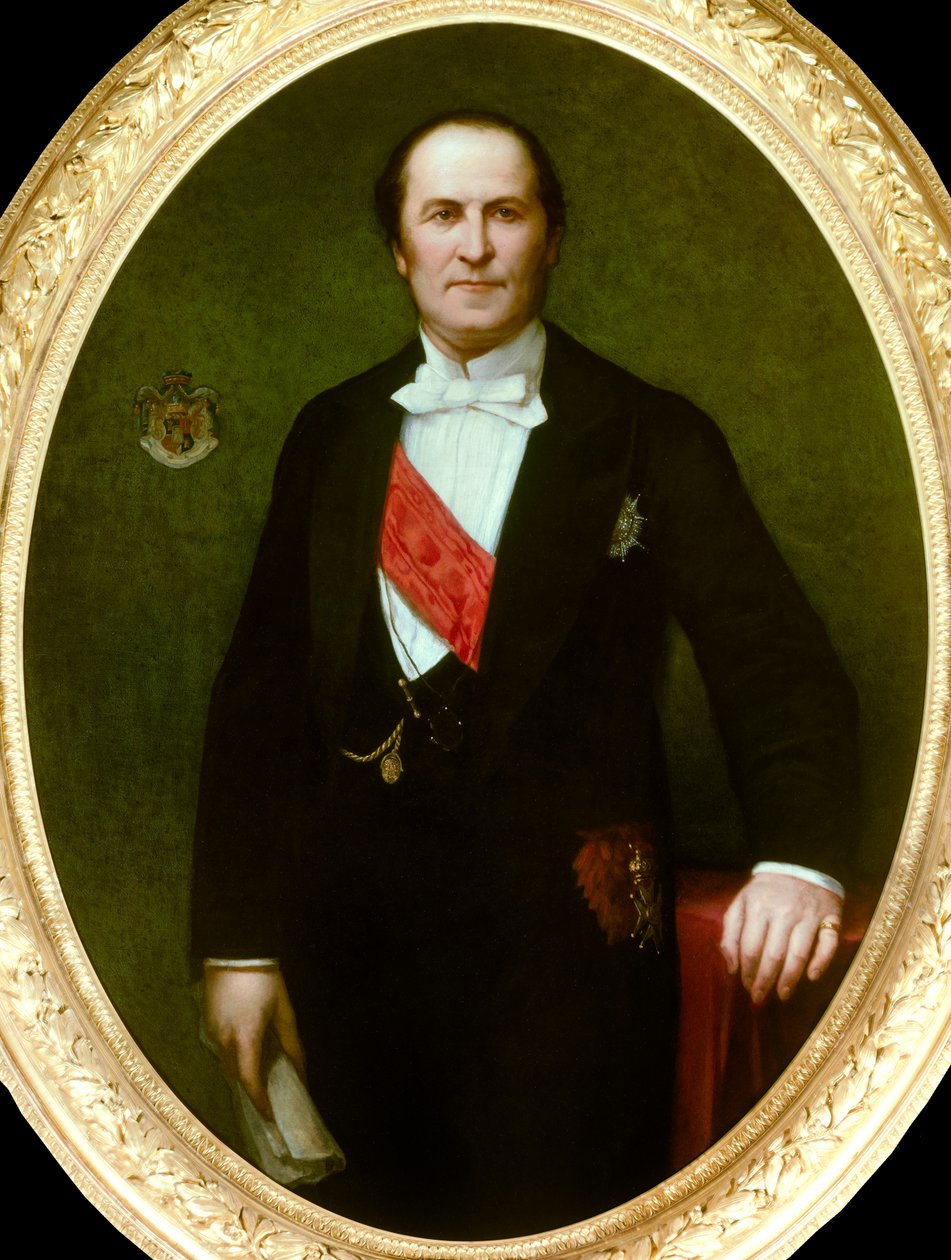 Retrato do Barão Eugene-Georges Haussmann, Prefeito de Paris (1809-1891)" Ele esteve na origem das grandes obras de renovação da cidade de Paris sob o Segundo Império. detalhe da Pintura de Henri Lehmann (Karl Ernest (Ernst) Rudolf Heinrich Salem dit de Henri Lehmann