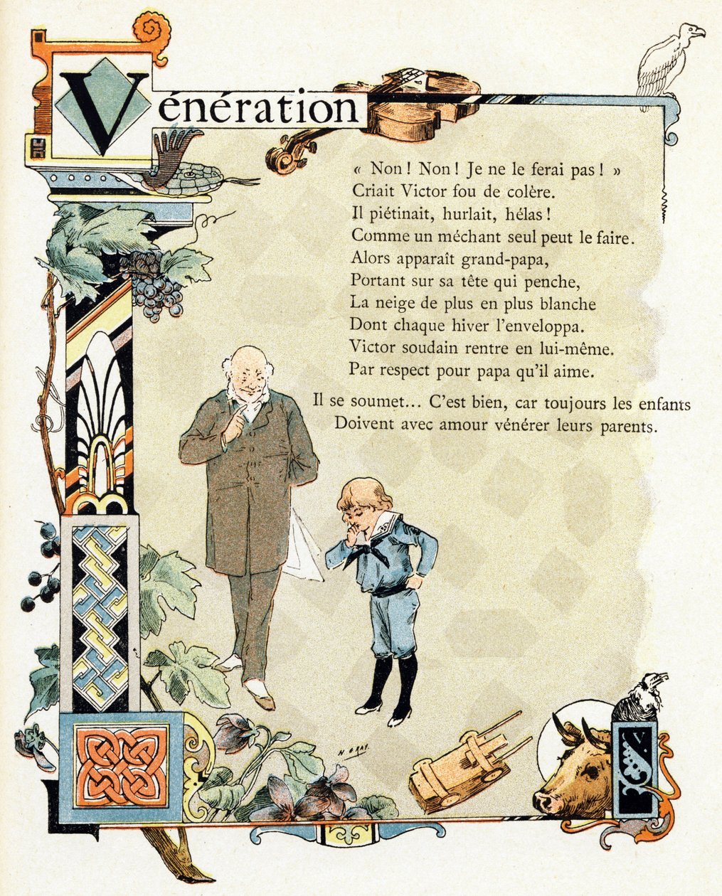 Ilustração para "Alphabet of good examples", c.1890 (gravura) de Henri (1858 1924) Gray