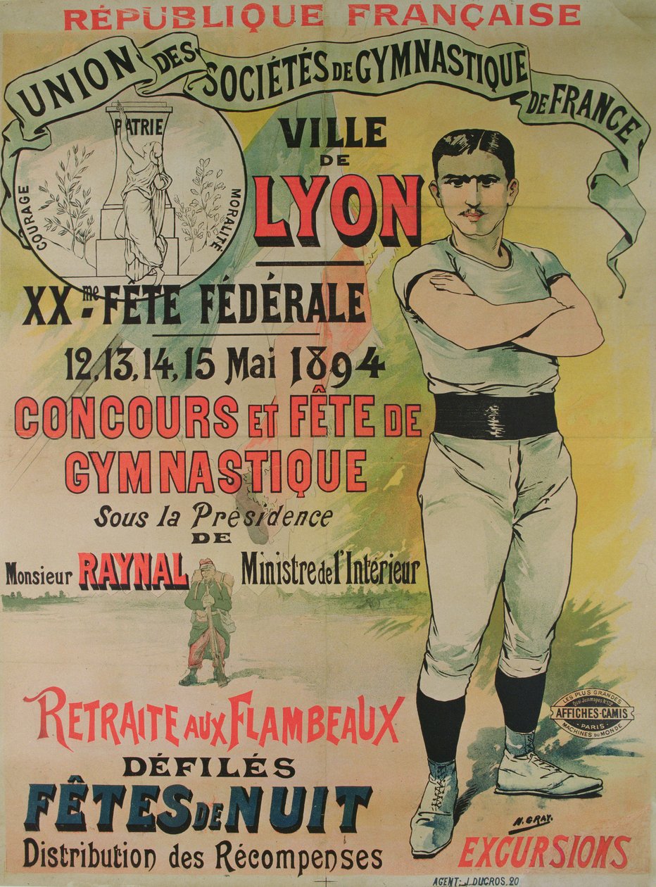 Cartaz publicitário de um concurso de ginastica em Lyon de Henri  Gray