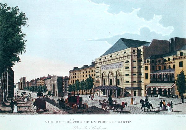 The Theatre de la Porte Saint-Martin. c.1815-20 (gravura a cores) de Henri (after) Courvoisier Voisin