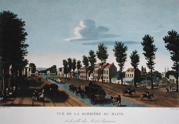 A Barriere du Maine, c.1815-20 (gravação a cores) de Henri (after) Courvoisier Voisin