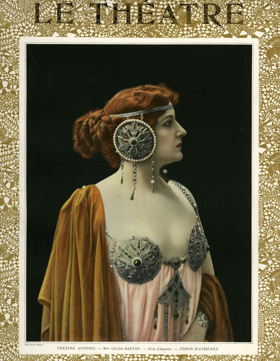 Gilda Darthy como Aspasia, capa da revista "Le Theatre de Henri (after) Manuel