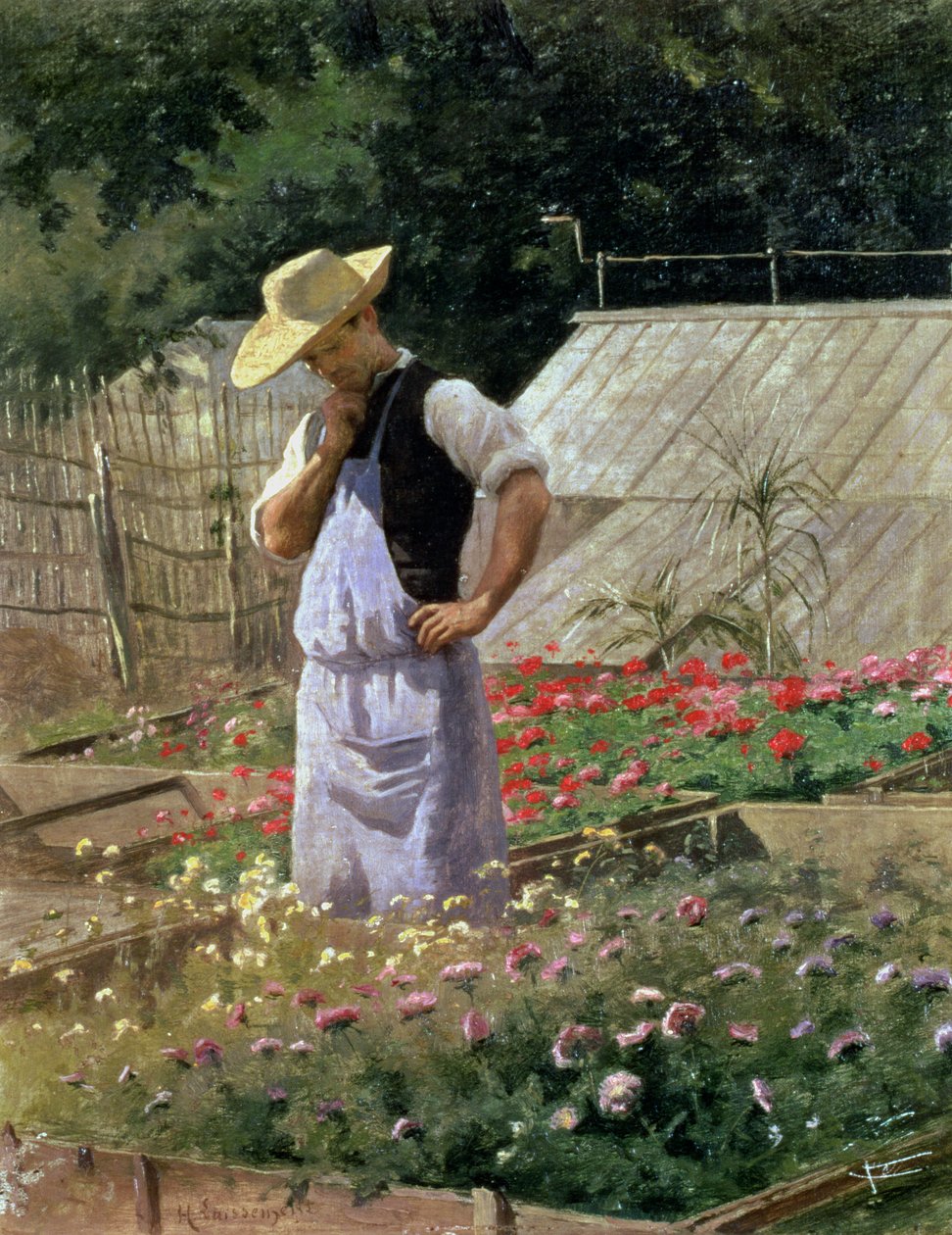 Um canto do jardim de rosas em Bagatelle de Henri Adolphe Laissement