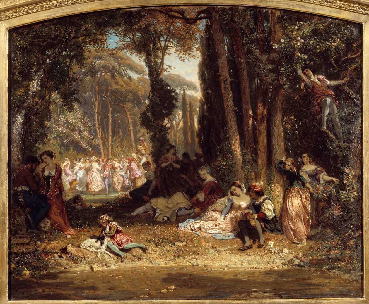 Festa da Primavera na Toscana. Pintura de Henri Baron (1816-1885) de Henri Baron
