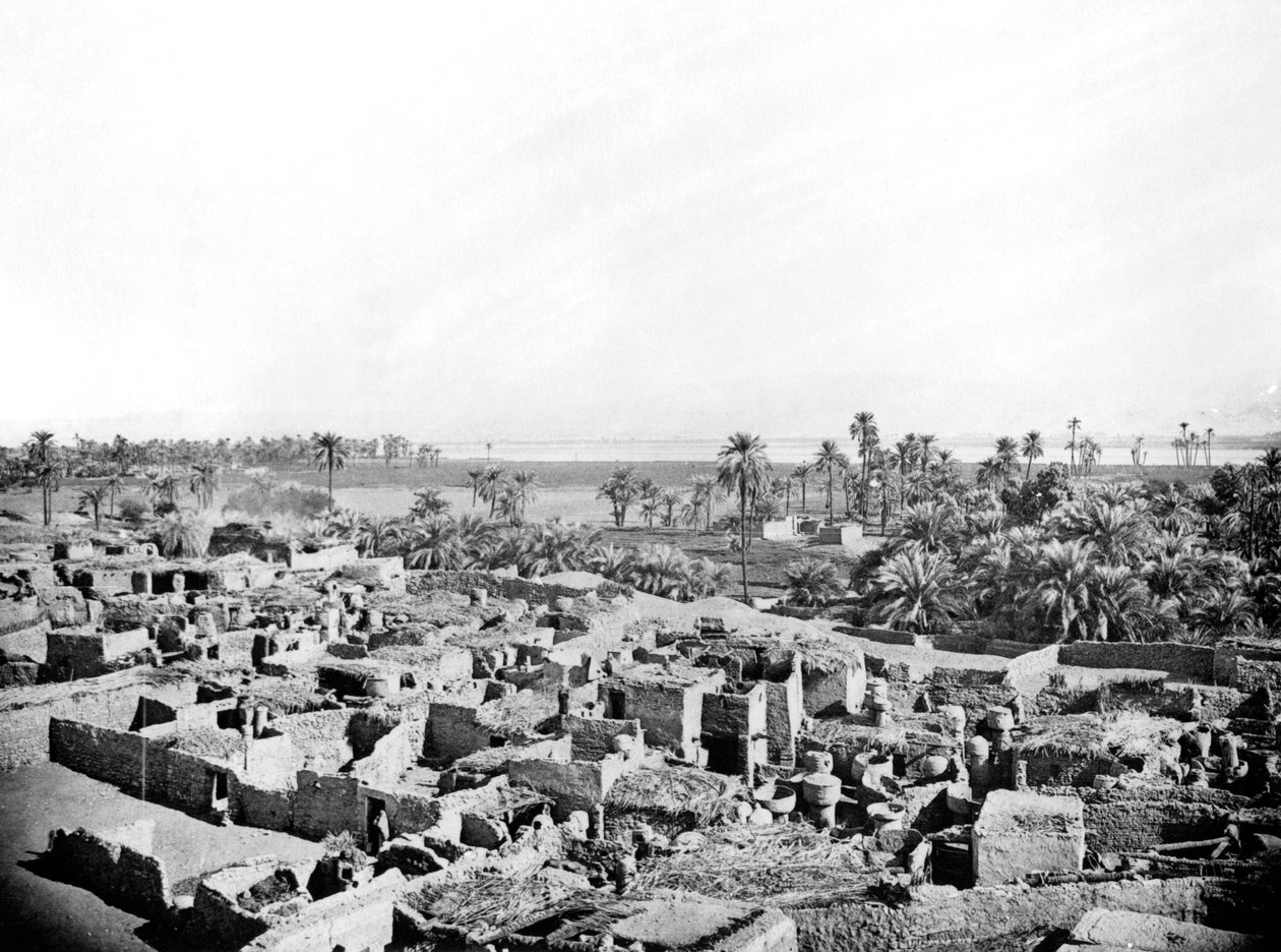 Aldeia em Karnak, Nubia, Egito, 1887 de Georges Henri Bechard