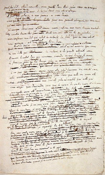 Uma página do manuscrito original de "Paul et Virginie". de Henri Bernardin de Saint Pierre