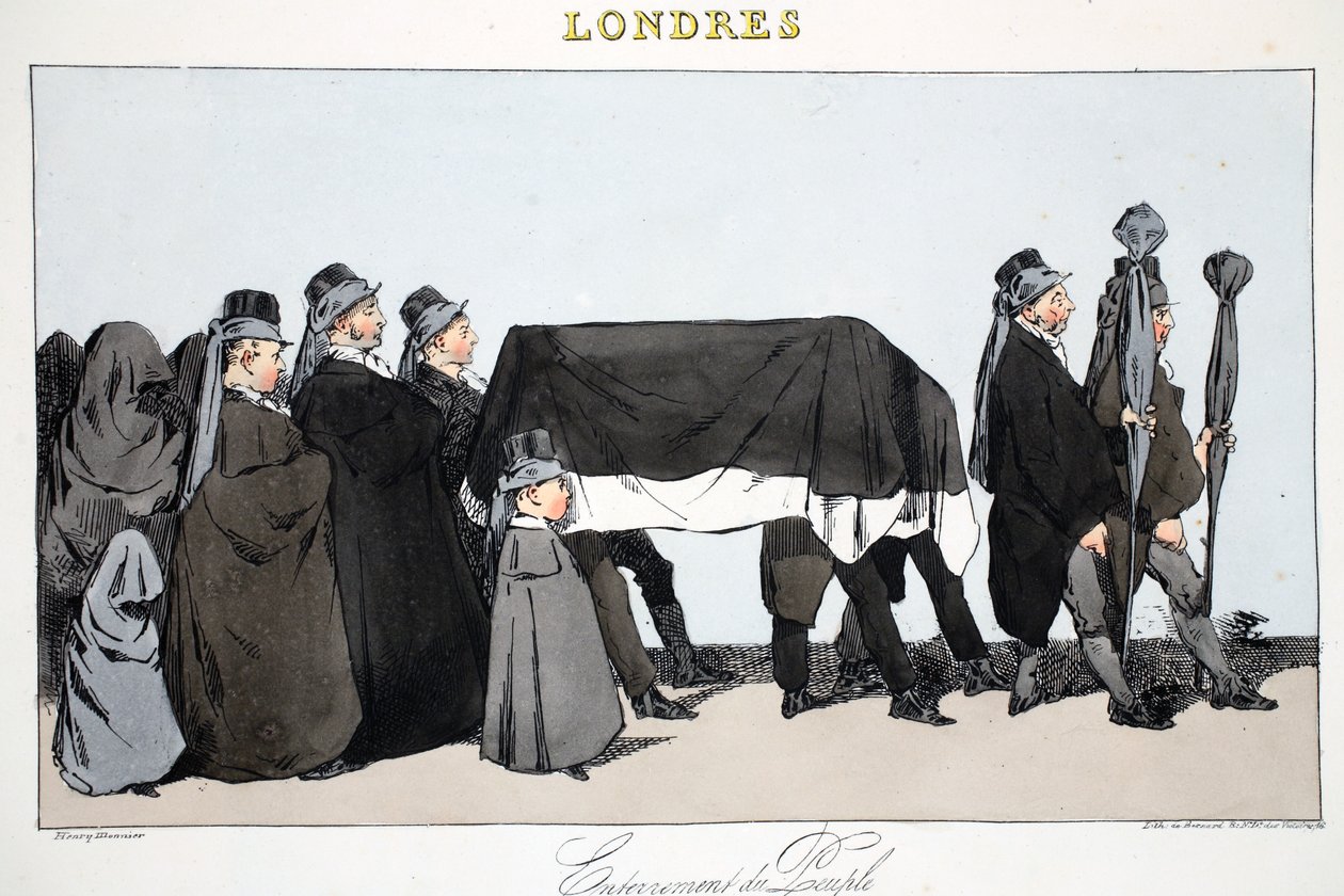 Enternement du Peuple, ilustração de Londres por Henri Monnier, bar. Paris, c.1828 (litho colorido à mão) de Henri Bonaventure Monnier