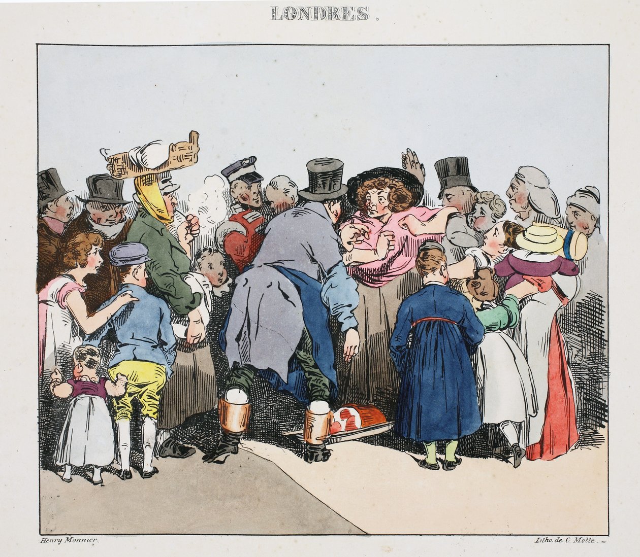 Ilustração de &39;Londres&39; por Henri Monnier, pub. Paris, c.1828 (litho colorido à mão) de Henri Bonaventure Monnier