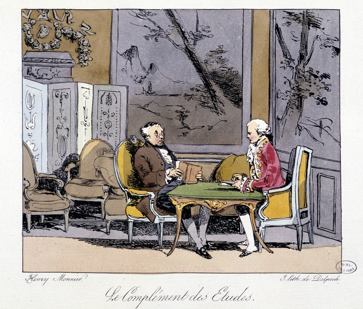O complemento de estudos: dois homens discutindo em uma sala - em "Jadis et aujourd