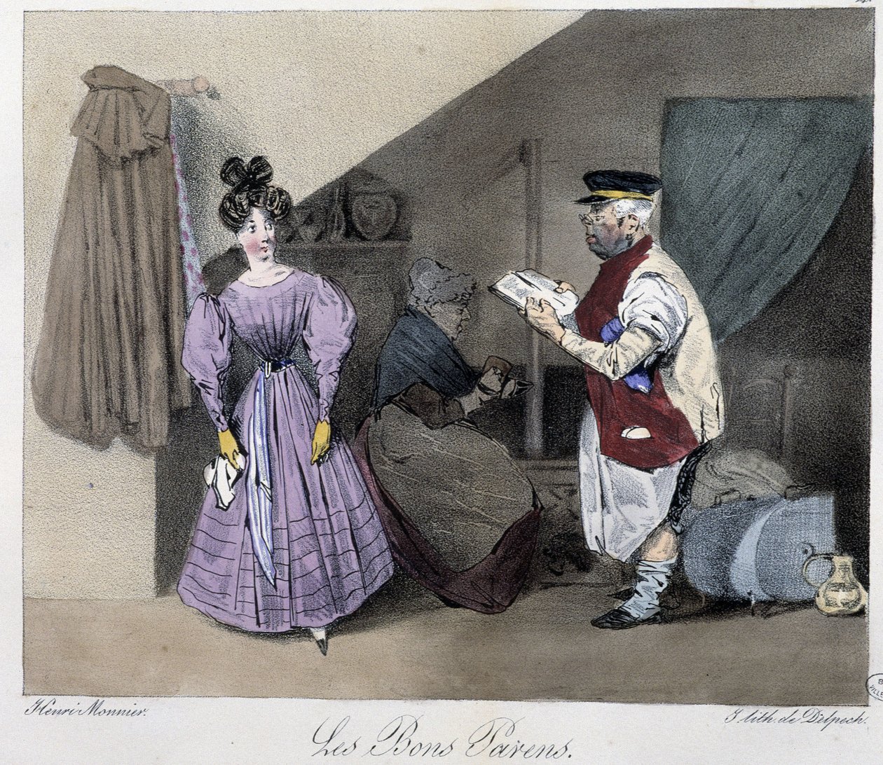 Os bons pais - em "Esquisses parisiennes" de Henri Monnier, ed. Delpech, Paris de Henri Bonaventure Monnier