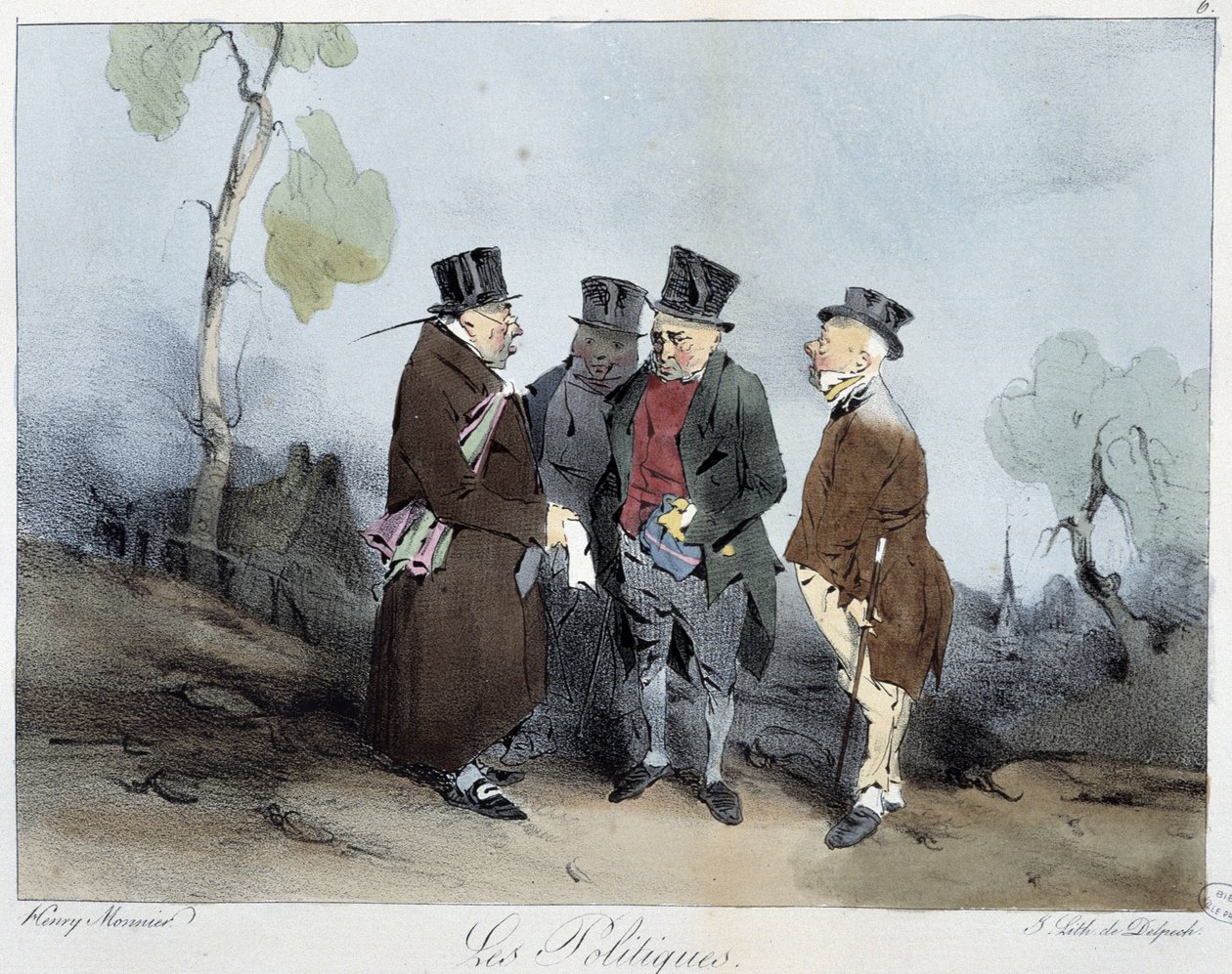Les politiques - in "Esquisses parisiennes" de Henri Monnier, ed. Delpech, Paris de Henri Bonaventure Monnier
