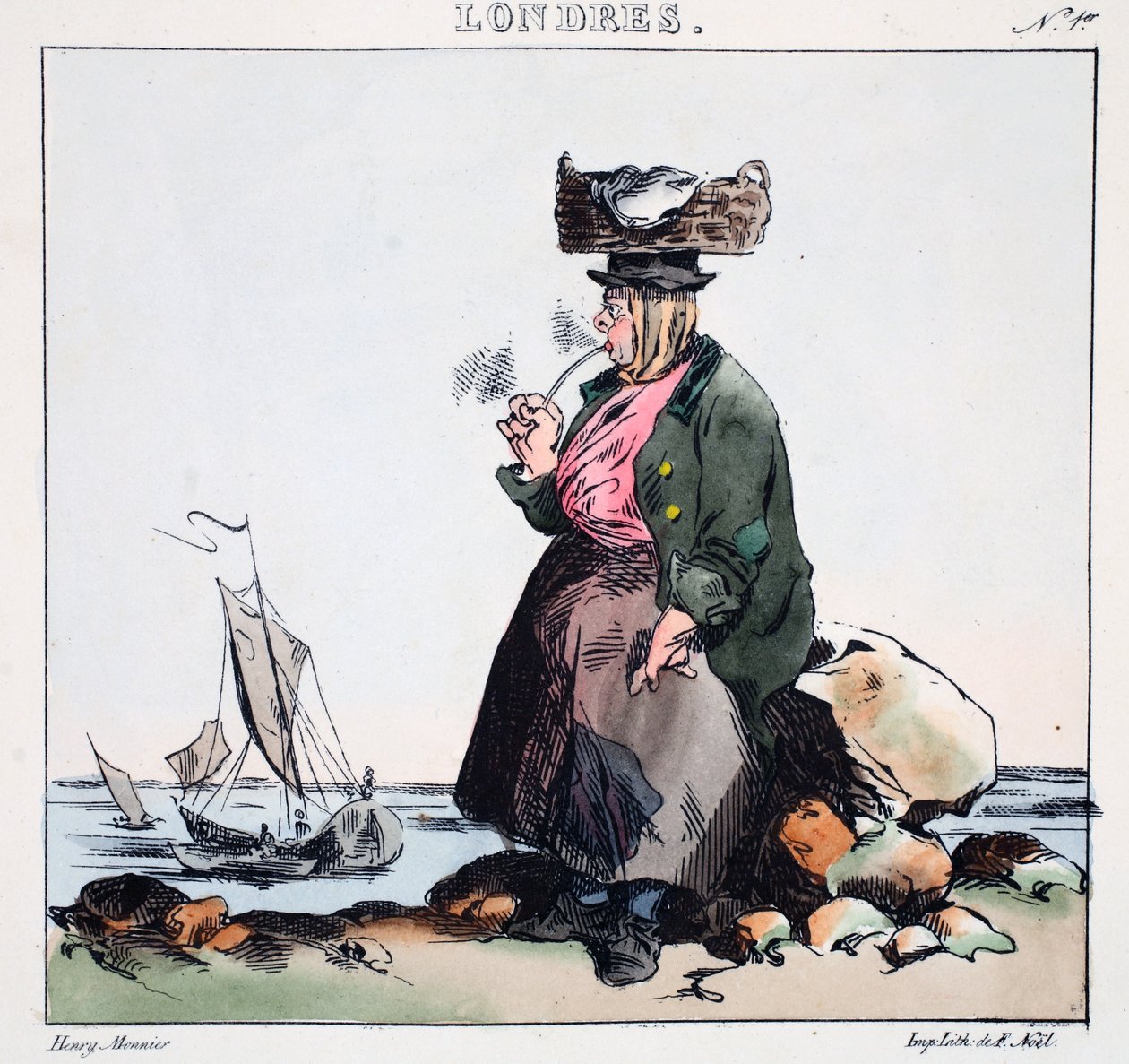 Nimphe de la Camise, ilustração de &39;Londres&39; por Henri Monnier, pub. Paris, c.1828 (litho colorido à mão) de Henri Bonaventure Monnier