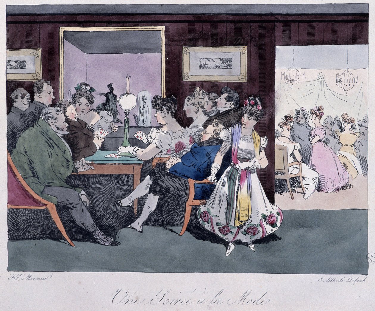 Uma noite na moda - em "Esquisses parisiennes" de Henri Monnier, ed. Delpech, Paris de Henri Bonaventure Monnier