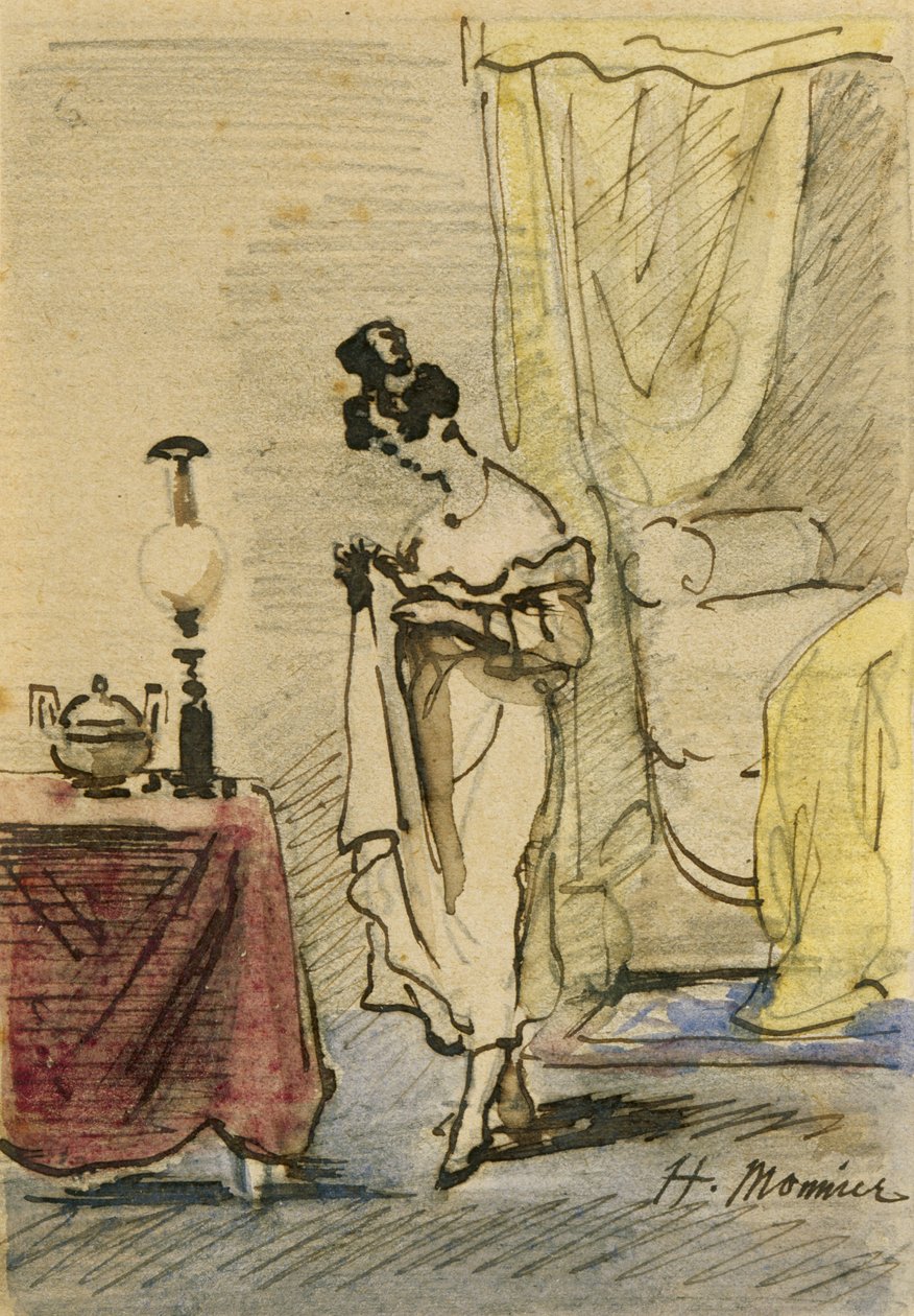 Jovem senhora em casa 2: jovem em um interior; privacidade; de Henri Bonaventure Monnier