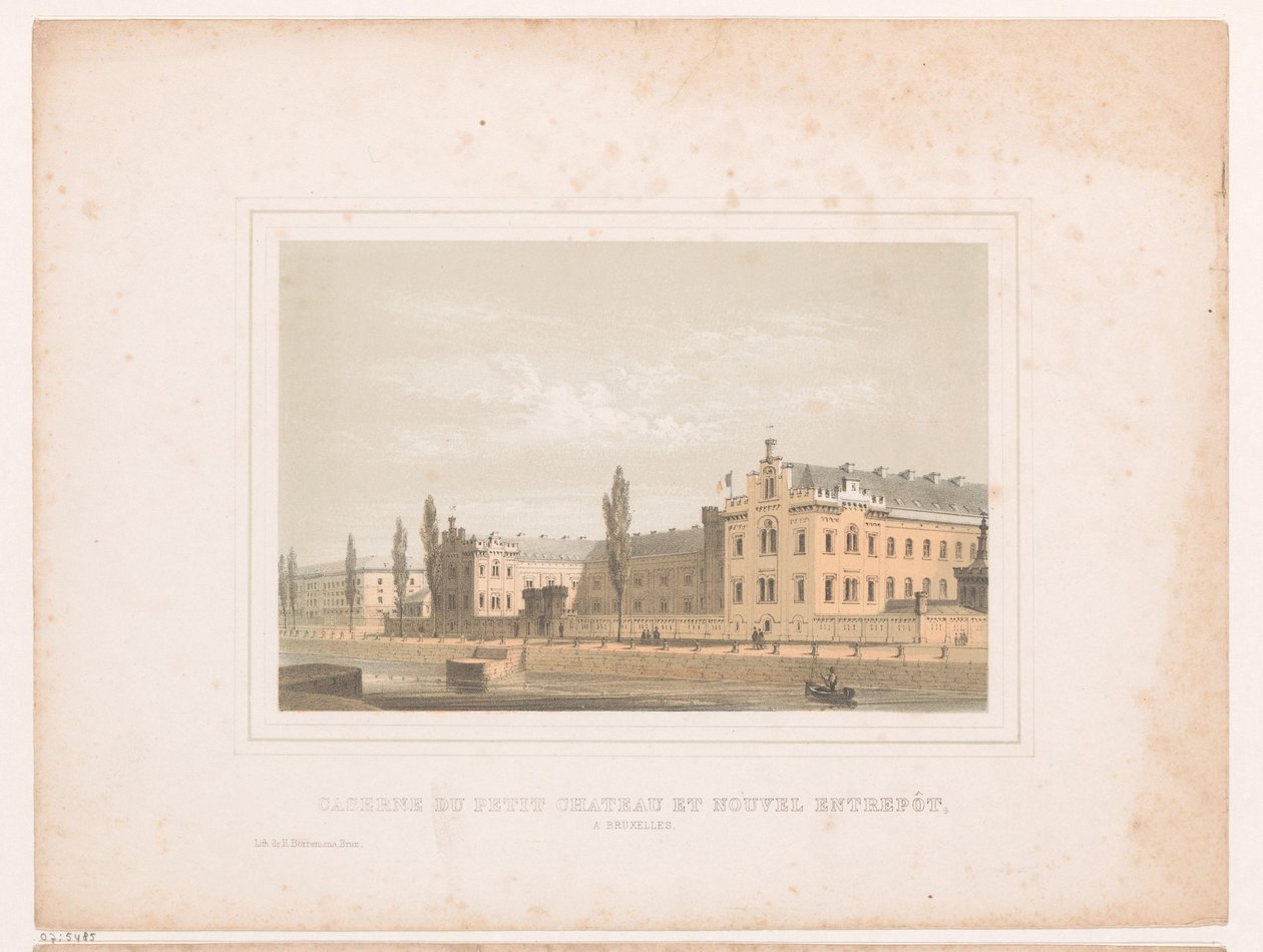 Vista do quartel do Pequeno Castelo e do novo armazém, em Bruxelas
Caserne du petit chateau et nouvel entrepôt, a Bruxelles (título sobre o objecto) de Henri Borremans (attributed to)