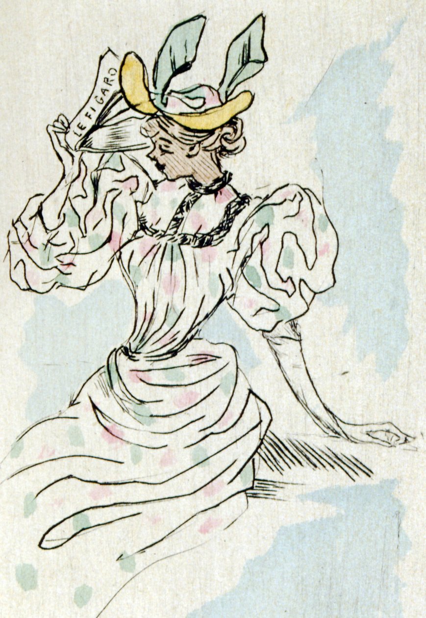 Uma mulher segurando um jornal de Henri Boutet