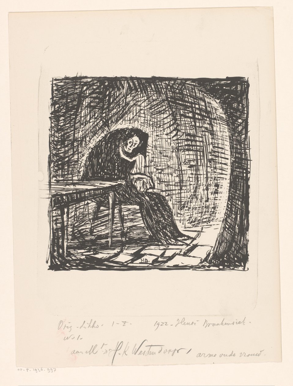Pobre mulher idosa (título original sobre o objecto) de Henri Braakensiek (signed by artist)