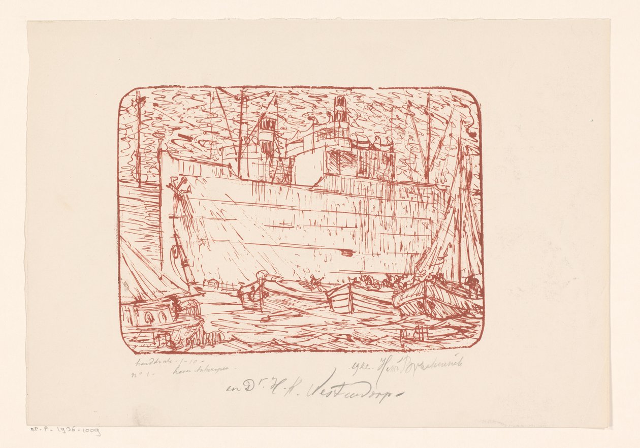 Haven te Antwerpen (título original sobre o objecto) de Henri Braakensiek (signed by artist)