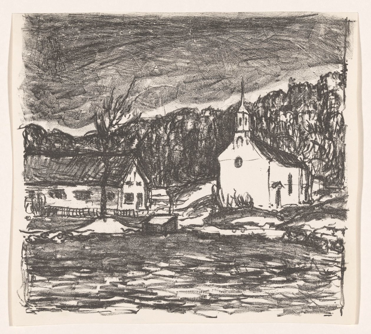 Paisagem montanhosa com igreja Starnberger See (título original) de Henri Braakensiek (signed by artist)