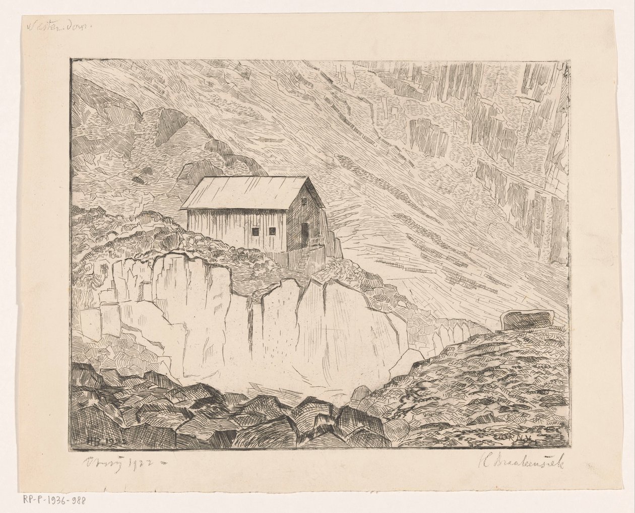 Casa em uma montanha de Henri Braakensiek (signed by artist)