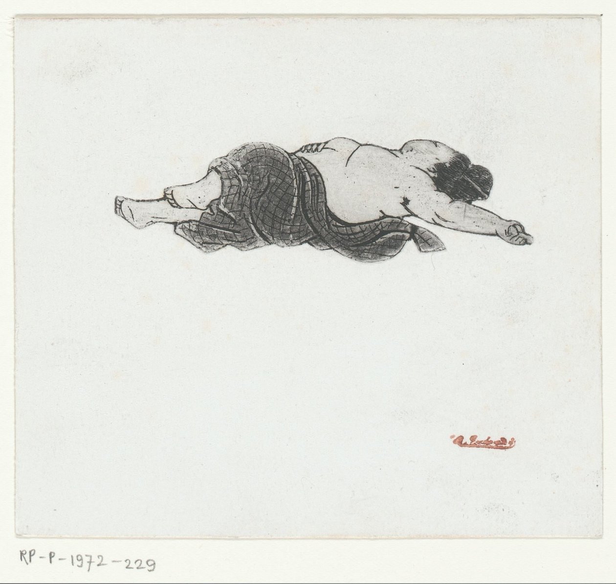 Mulher japonesa reclinada com a parte superior do corpo barrada de Henri Charles Guérard (attributed to)