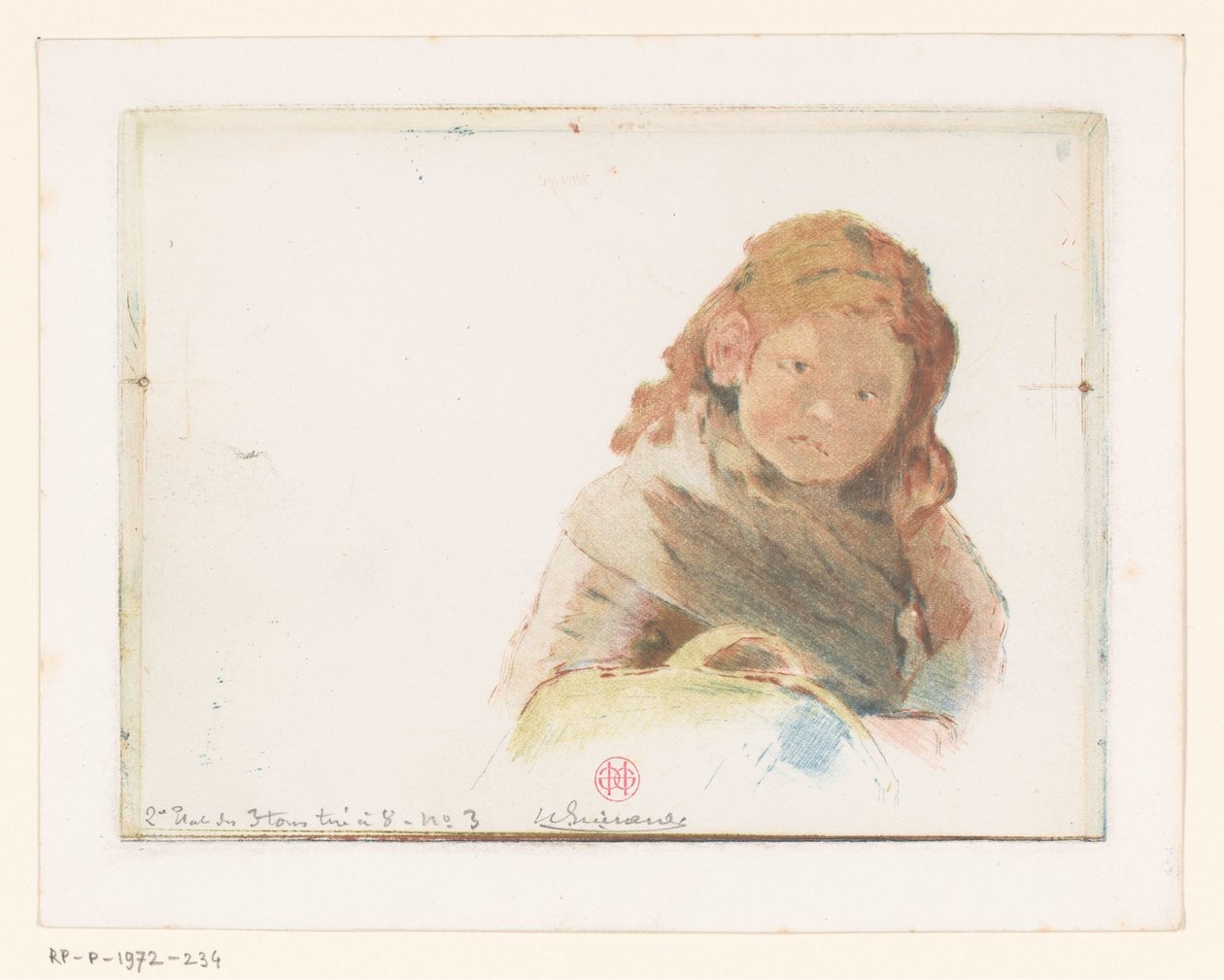 Rapariga com cesto num prado de flores de Henri Charles Guérard (signed by artist)