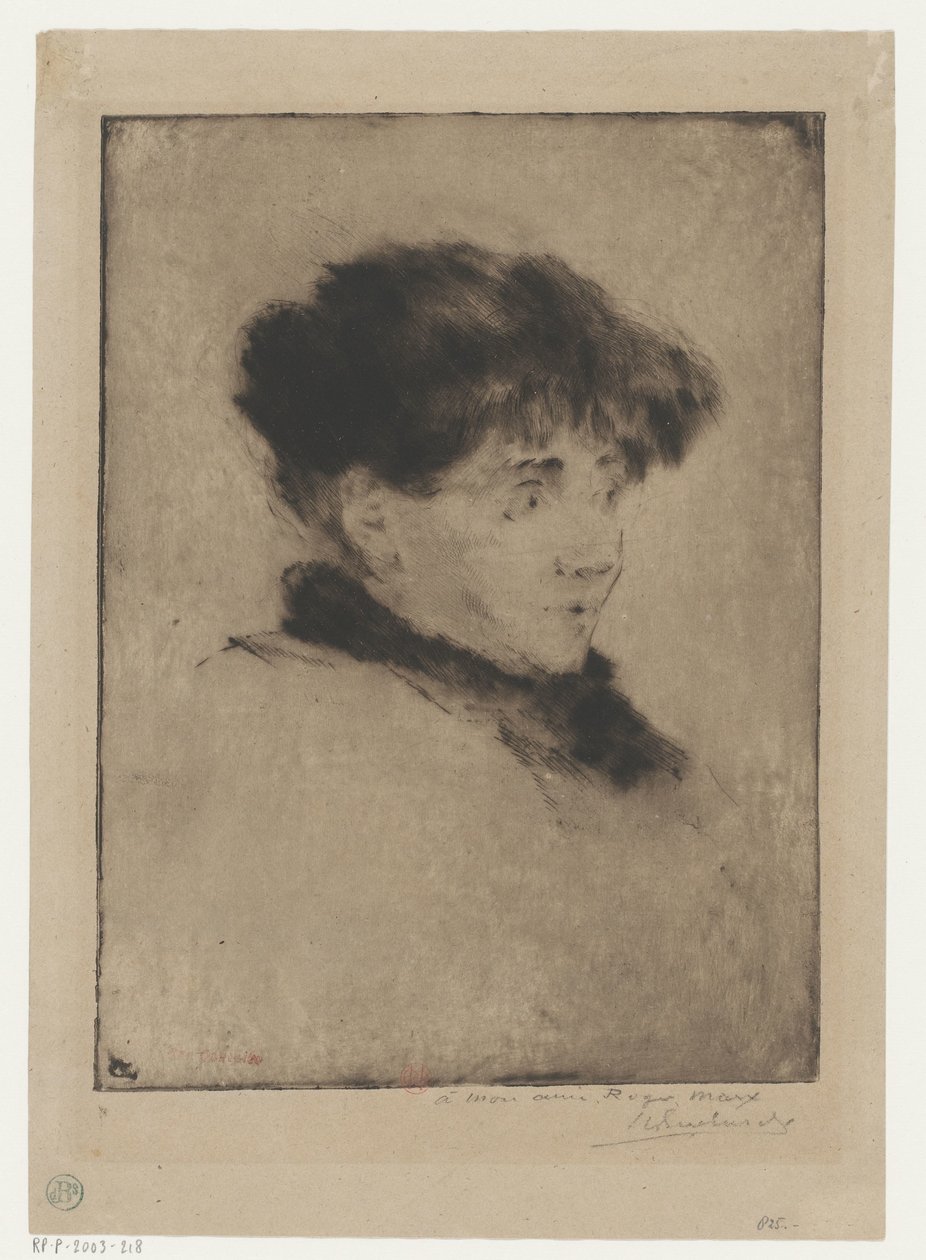 Retrato de Eva Gonzales de Henri Charles Guérard (signed by artist)
