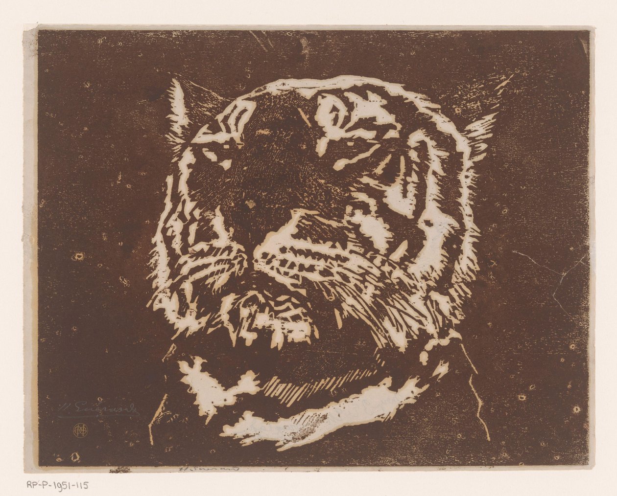 Tigre de Henri Charles Guérard (signed by artist)