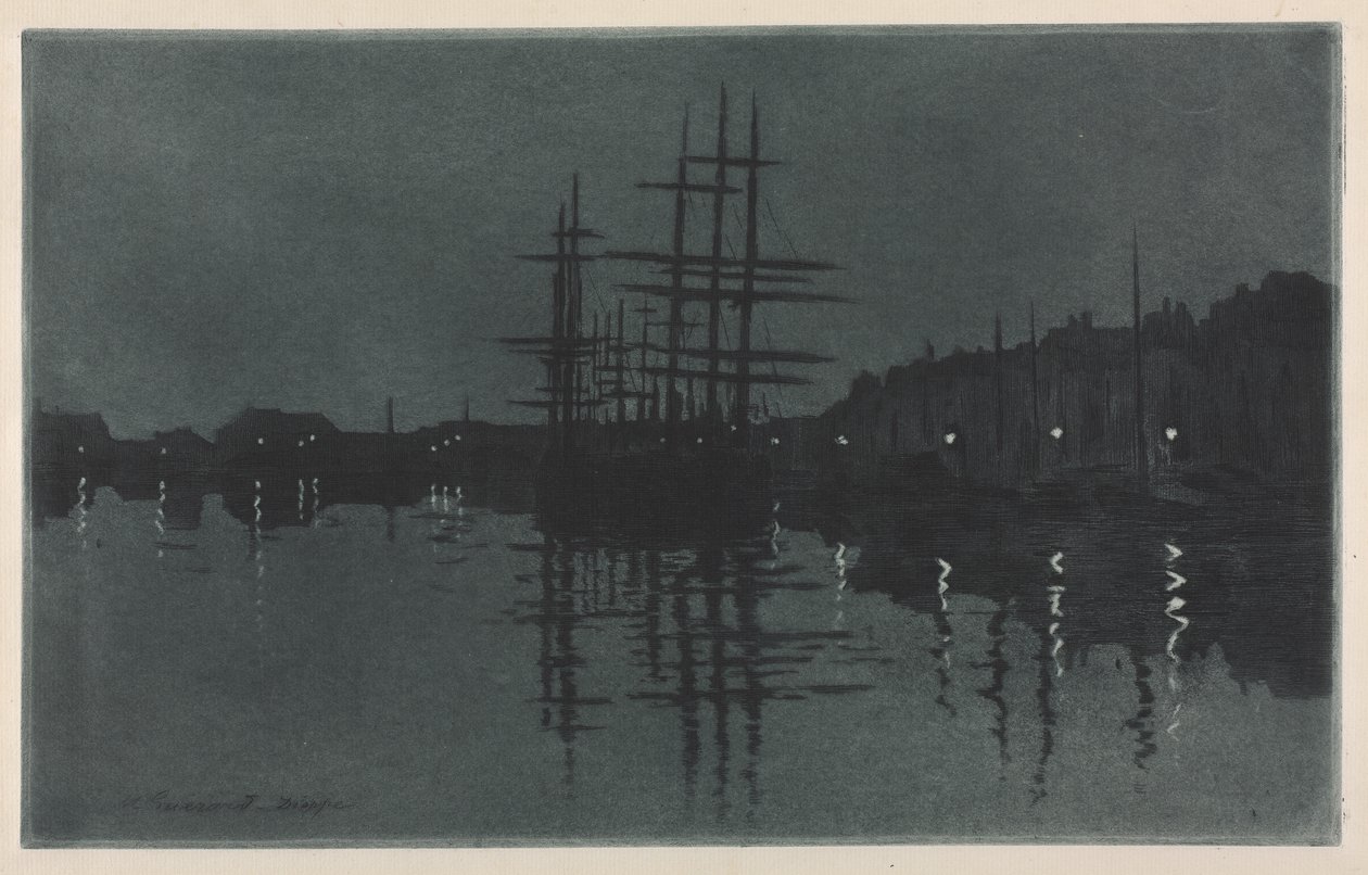 Efeito da Lua em Dieppe de Henri Charles Guérard