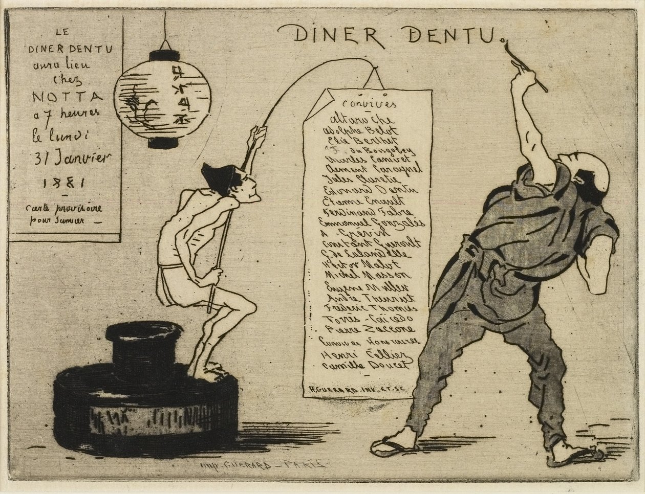 Japonês em um tinteiro, 1881 (gravura, ponto de secagem) de Henri Charles Guérard