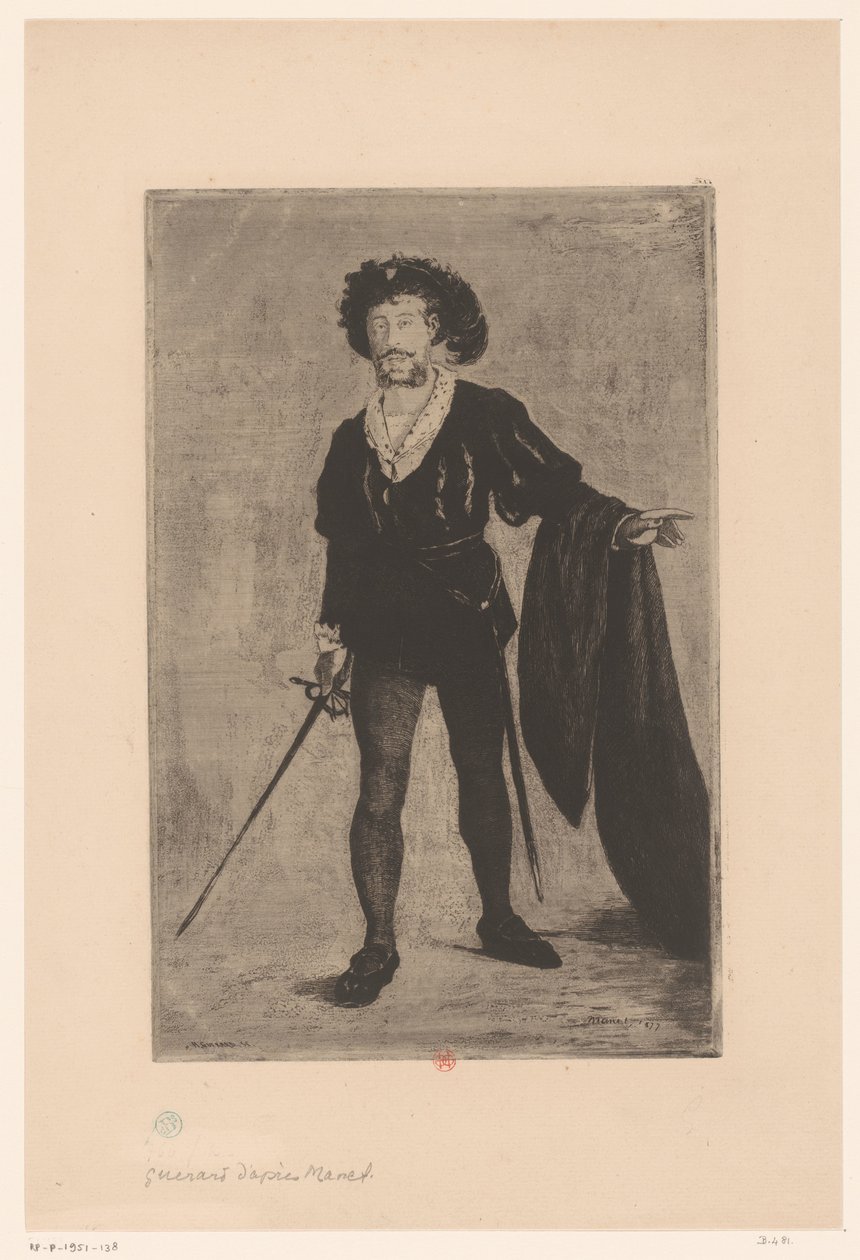 Retrato de Jean-Baptiste Faure no papel de Hamlet de Henri Charles Guérard