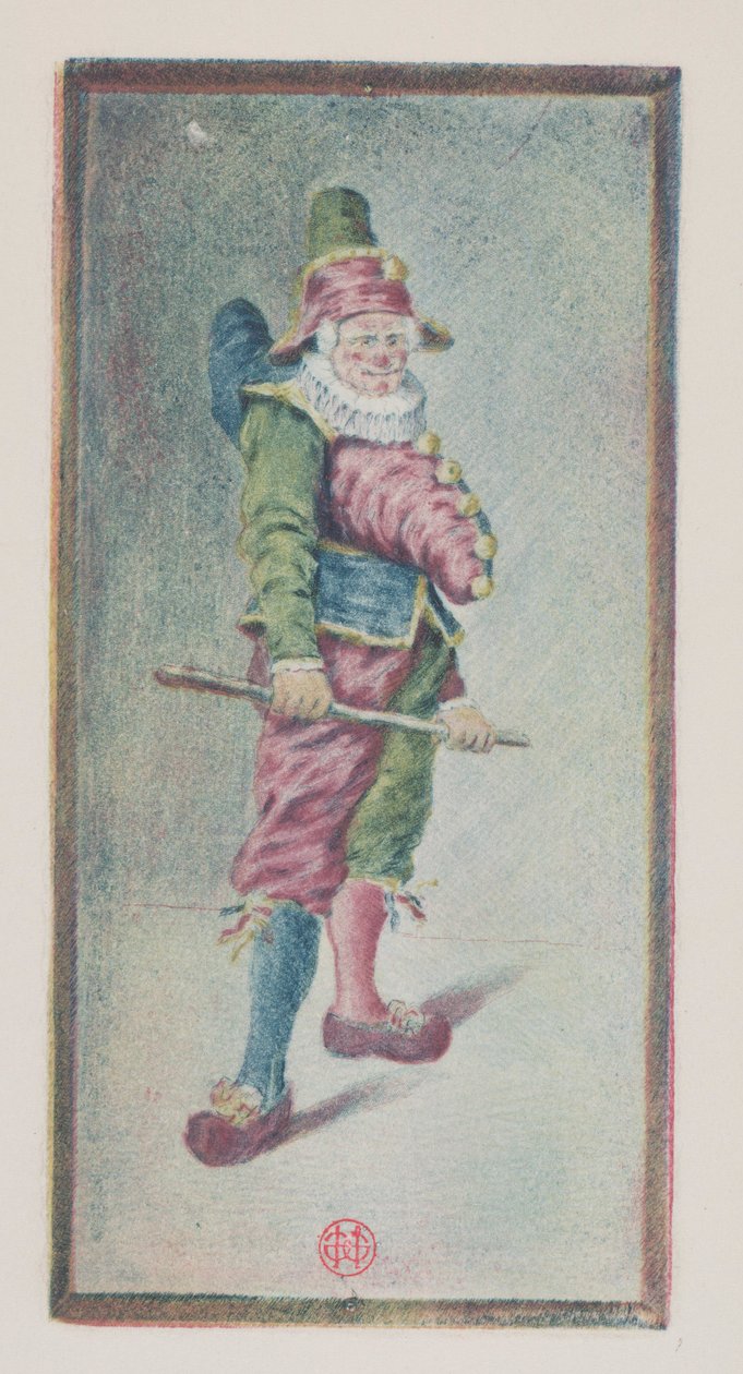 Punchinello, três quartos à direita, c. 1887 de Henri Charles Guérard
