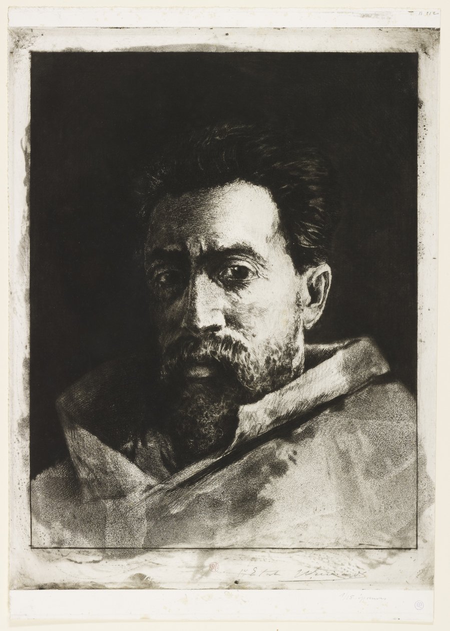 Auto-retrato, c.1888 (gravura e ponta seca) de Henri Charles Guérard