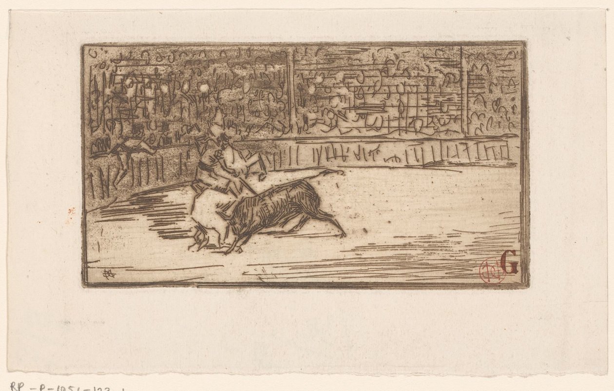 Toureiro de touros numa arena de Henri Charles Guérard