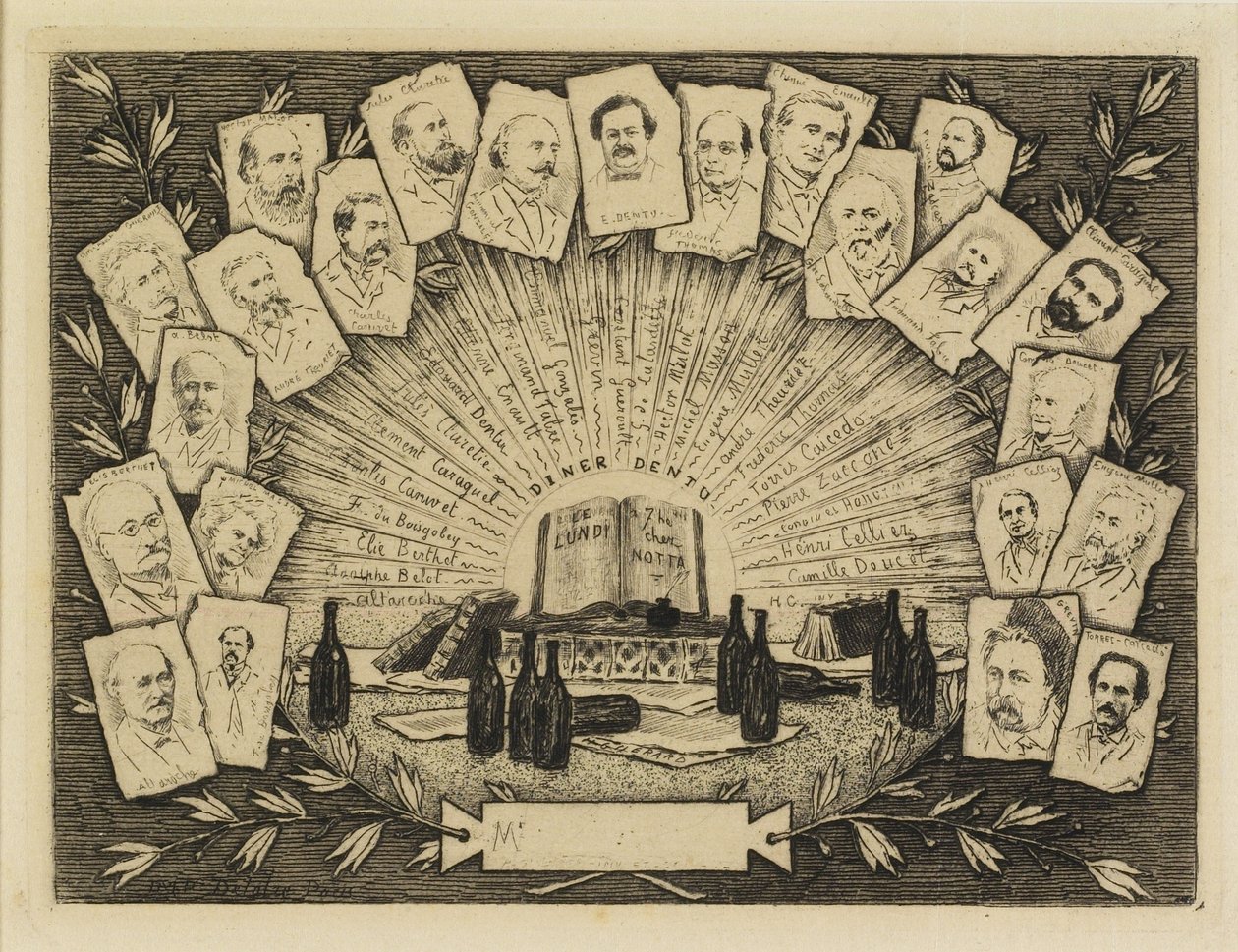 Vinte e dois retratos, 1881 (gravura, ponto de secagem) de Henri Charles Guérard