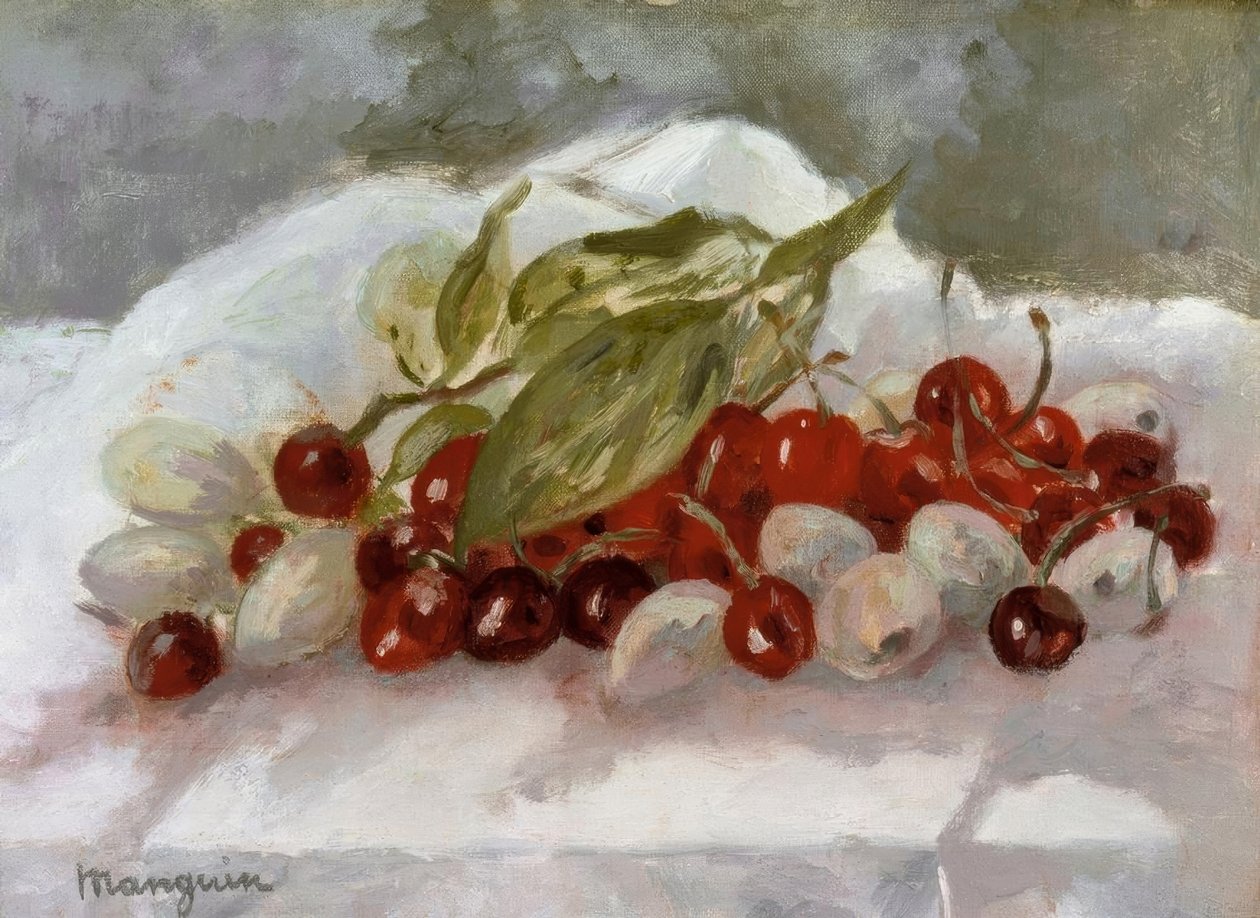 Natureza morta: Cerejas e ananás de Henri Charles Manguin