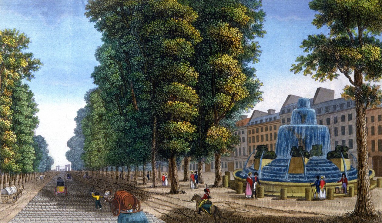 Fonte, Boulevard Saint-Martin, c.1810-1820 (gravura) de Henri Courvoisier Voisin