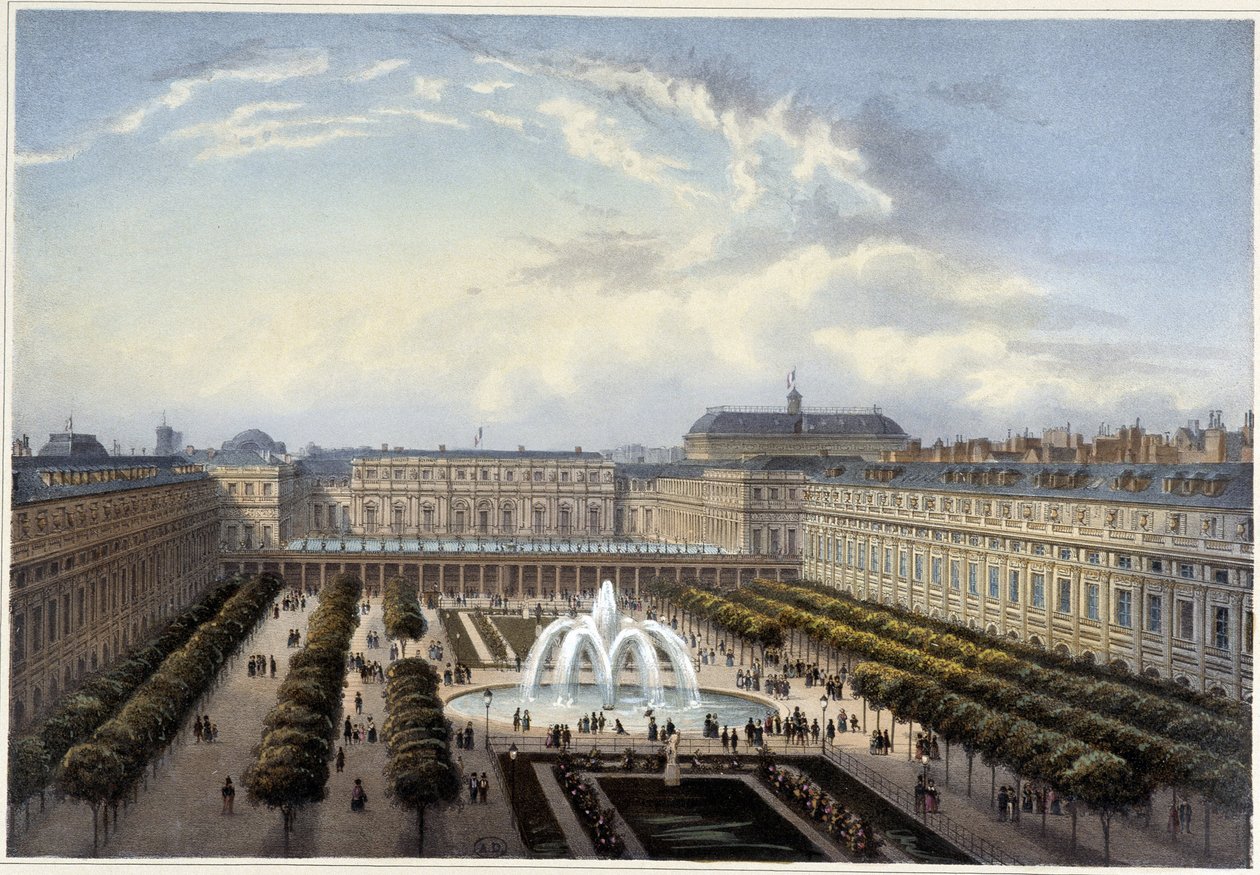 Jardin du Palais-Royal, cerca de 1820 em "Vues de Paris" de Courvoisier 1827 de Henri Courvoisier Voisin