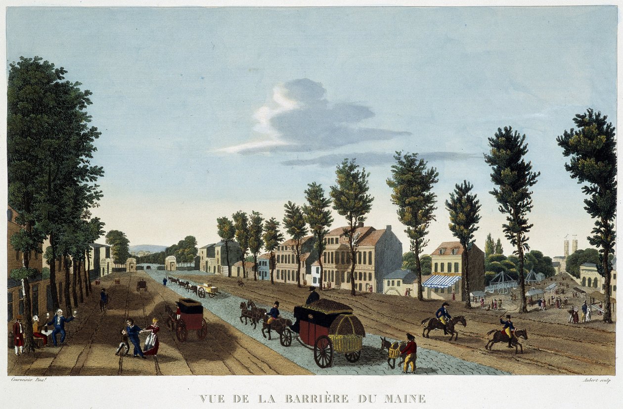 Vista da Barreira do Maine - em "Vista de Paris, por volta de 1810": Les Barriers de Paris" de Courvoisier de Henri Courvoisier Voisin
