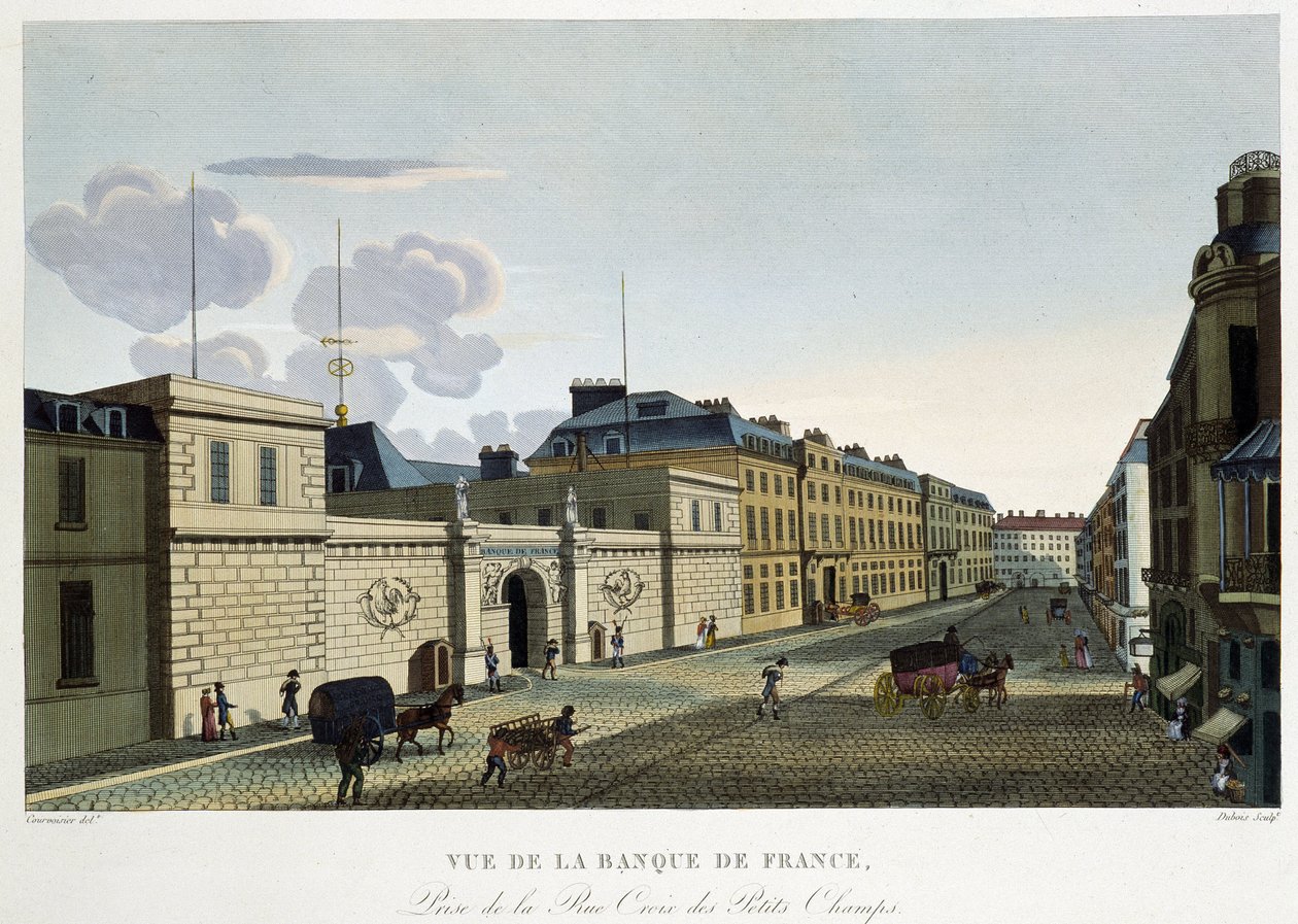 Vista do Banque de France - em "Vues de Paris" de Courvoisier de Henri Courvoisier Voisin