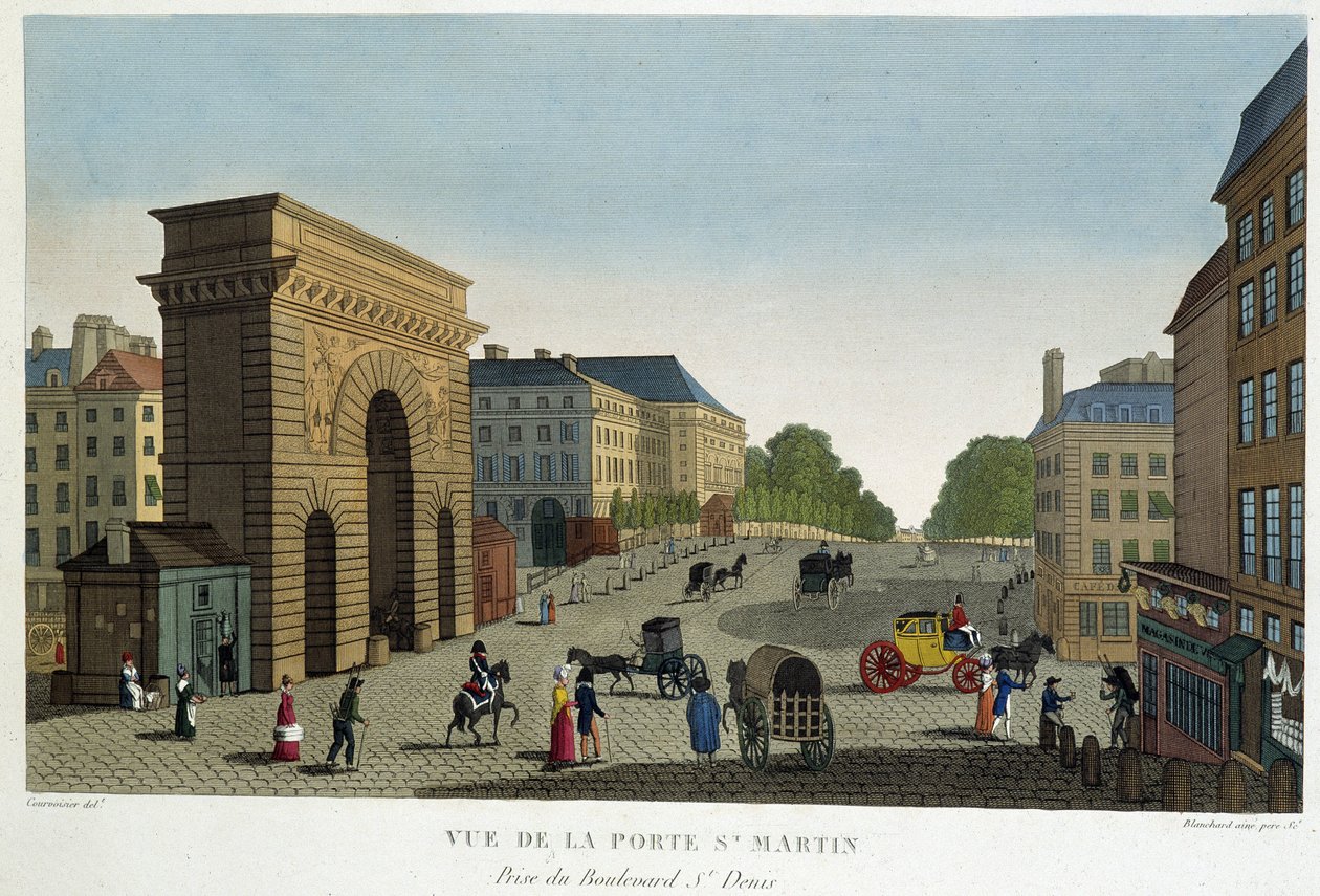 Vista da Porte St Martin - em "Vues de Paris" de Courvoisier de Henri Courvoisier Voisin