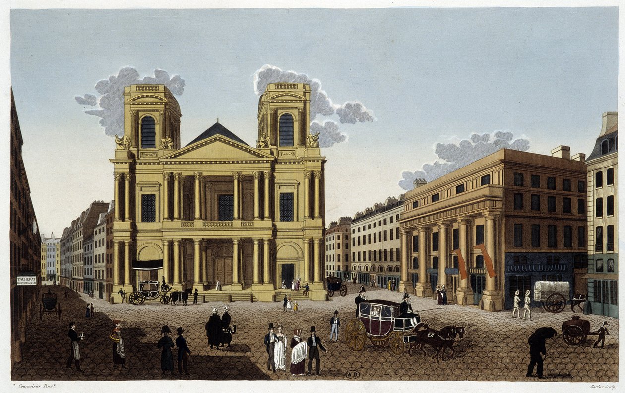 Eglise Saint-Eustache, cerca de 1820 - em "Vues de Paris" de Courvoisier de Henri Courvoisier Voisin