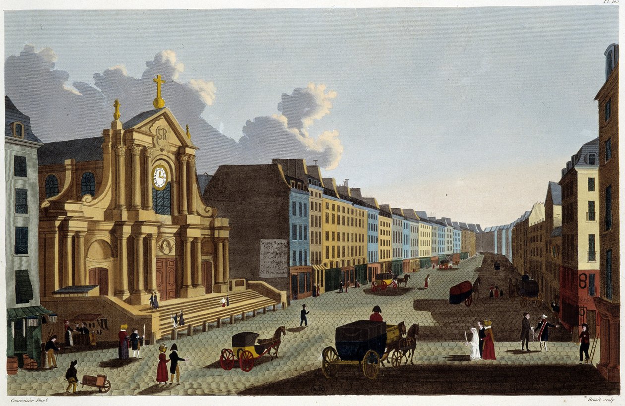 Eglise Saint-Roch, cerca de 1820 - em "Vues de Paris" de Courvoisier de Henri Courvoisier Voisin