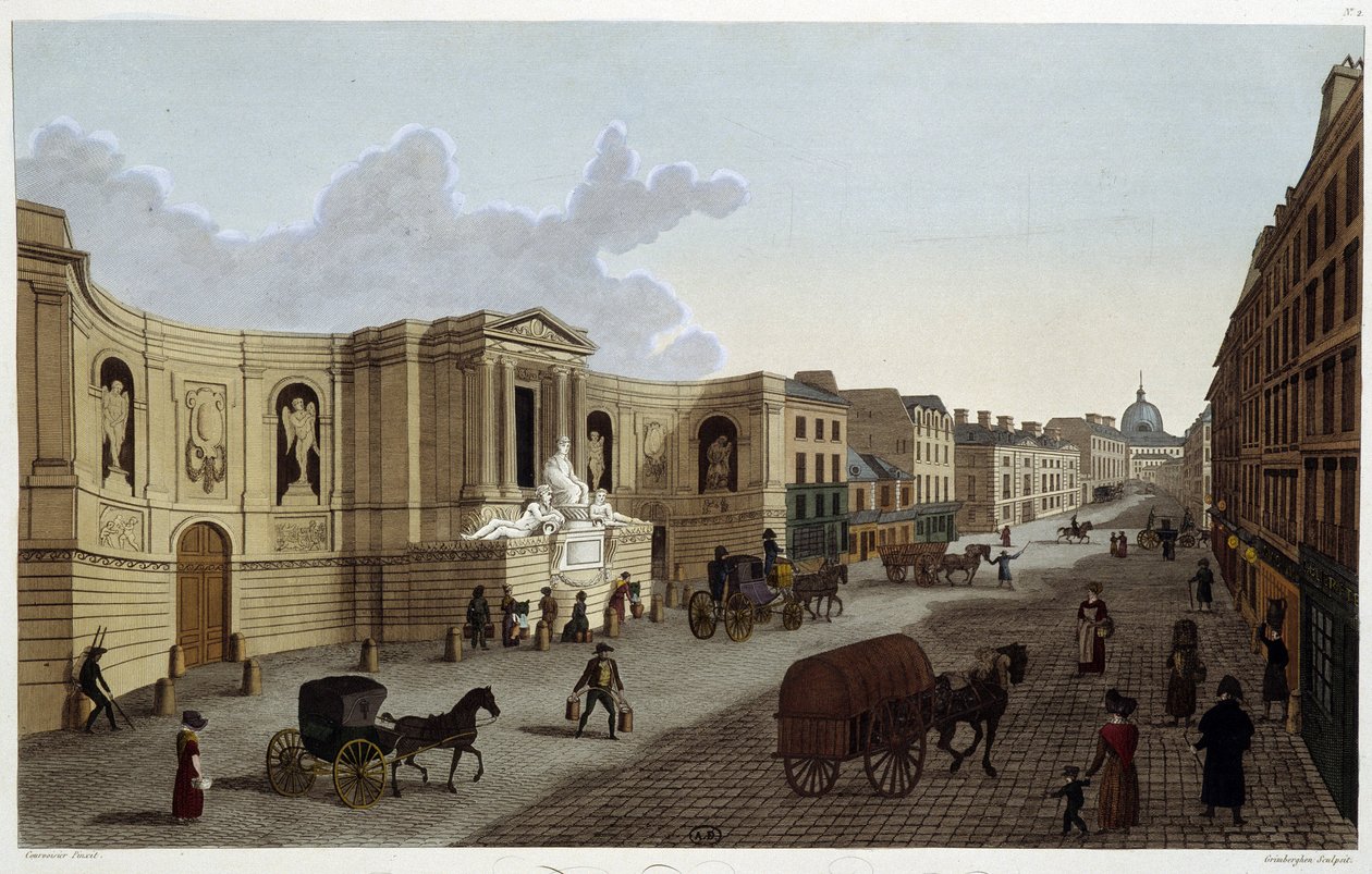 Fonte da rue de Grenelle, cerca de 1820 em "Vues de Paris" de Courvoisier 1827 de Henri Courvoisier Voisin