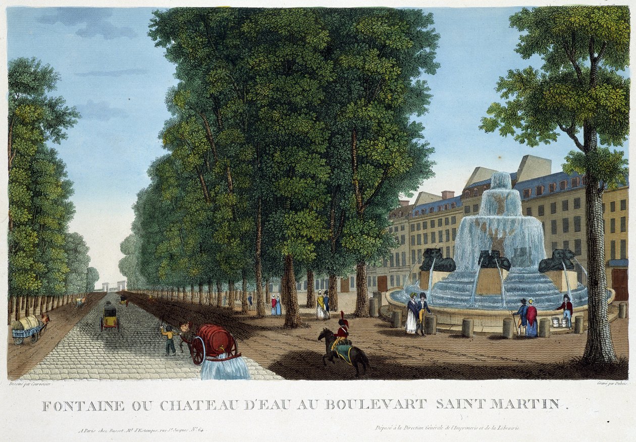 Fonte ou castelo de água de Bd St Martin - em "Vues de Paris" de Courvoisier de Henri Courvoisier Voisin