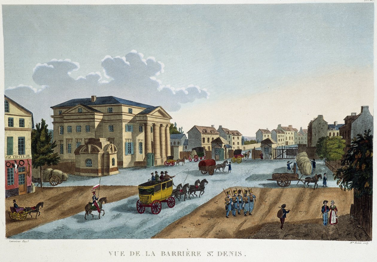 La barreira Saint-Denis, por volta de 1827 - em "Vues de Paris" de Courvoisier de Henri Courvoisier Voisin