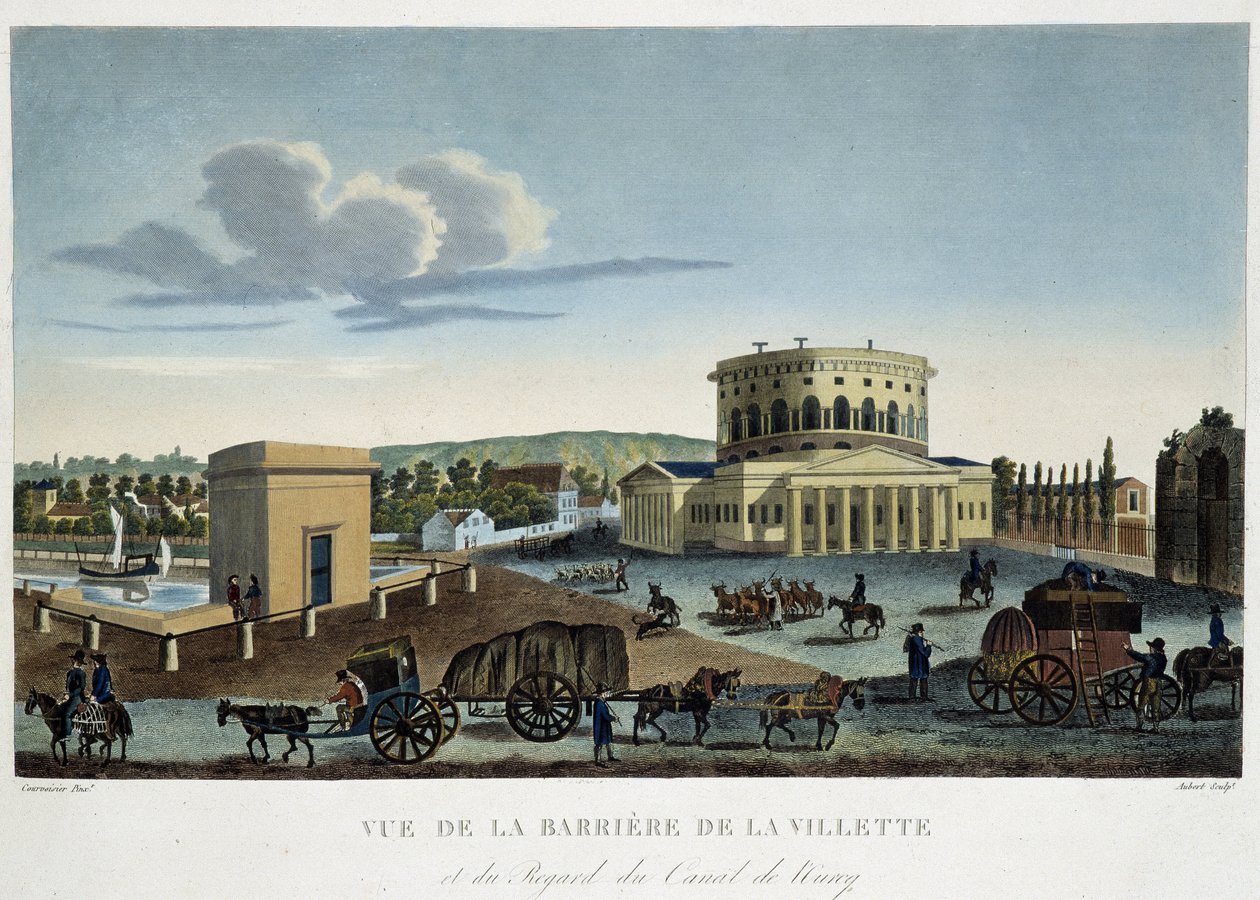 A barreira de La Villette, por volta de 1820 - em "Vues de Paris" de Courvoisier de Henri Courvoisier Voisin