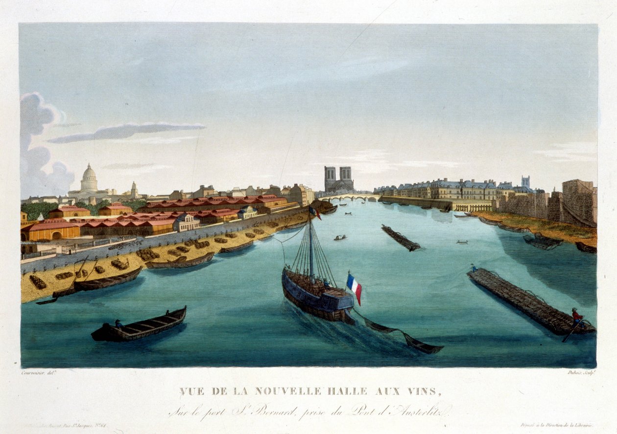 La nouvelle halle aux vins (Bercy), cerca de 1820 em "Vues de Paris" de Courvoisier 1827La nouvelle halle aux vins (Bercy), cerca de 1820 em "Vues de Paris" de Courvoisier 1827 de Henri Courvoisier Voisin