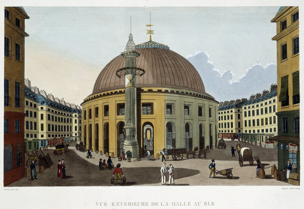 O exterior do Halle au blé - em "Vues de Paris" de Courvoisier de Henri Courvoisier Voisin