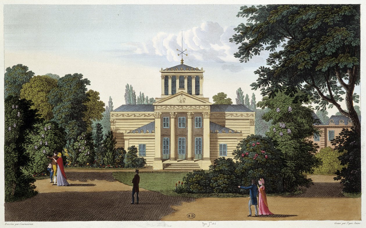 Pavilhão do jardim de Monceau. Gravação por Courvoisier de Henri Courvoisier Voisin